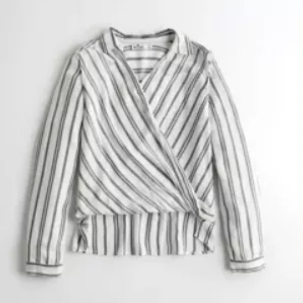 Wrap front collared top